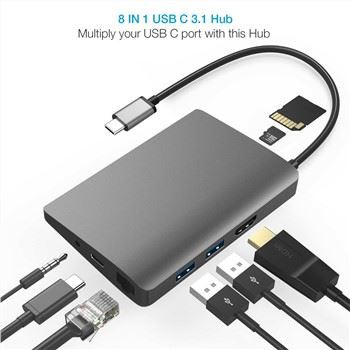 8 in 1 C-tyypin keskitin